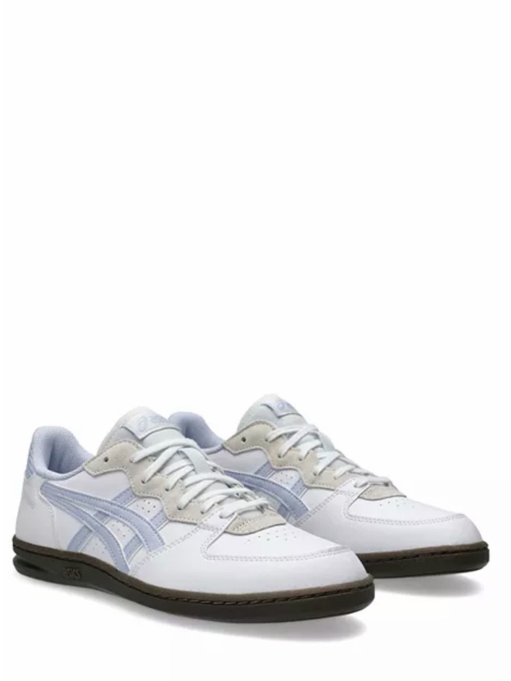 Asics White and Light Blue Skyhawk Low-Top Sneakers